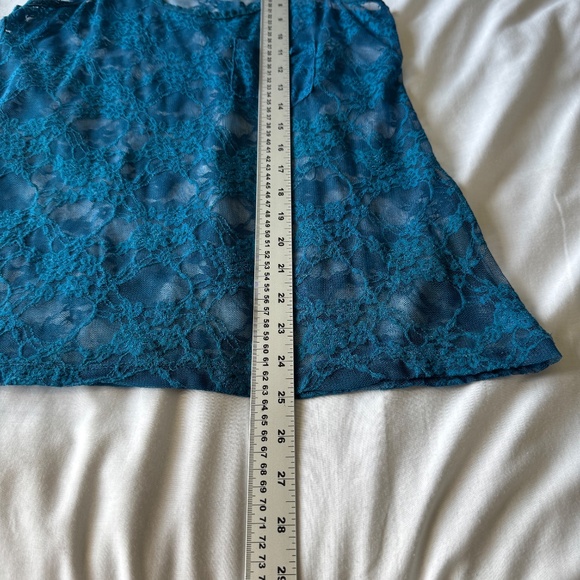 Zenana Outfitters Women's Sheer Lace Tank Top Blue‎ Size M Layering Festival - Picture 9 of 11